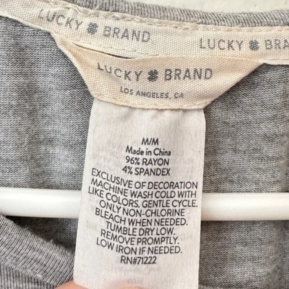 Lucky Brand Western Rodeo Script Graphic Modal T Shirt Grey Navy Oversized Fit M - Picture 4 of 6